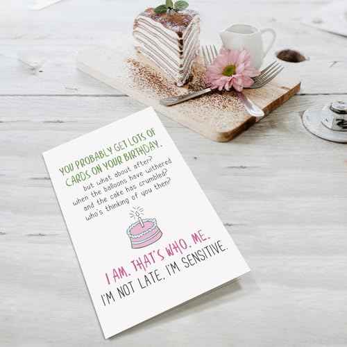 Supoeguk Funny Belated Birthday Card for Him Her, Humor Belated Birthday Gift for Friend Family, I'm Not Late, I'm Sensitive