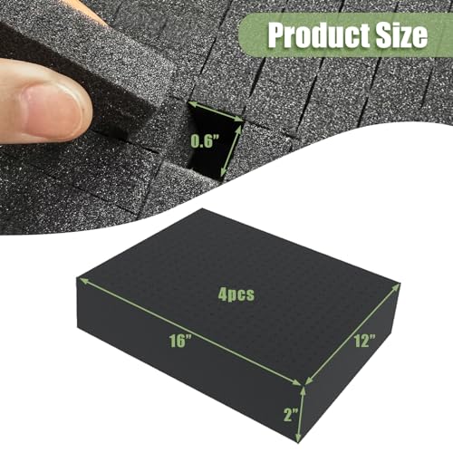 LAFENLIN Pick & Pluck Foam 4Pack for Gun Cases,16x12x2"Customizable