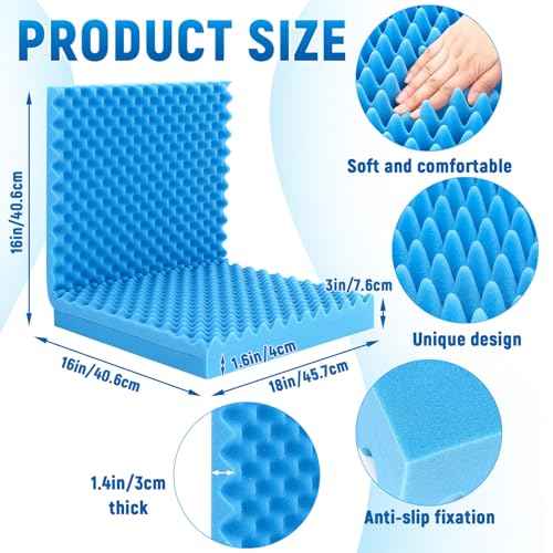 Geiserailie 2 Pcs 32 x 18 x 3 Inches Egg Foam Pad Wheelchair Seat Cushion Backrest to Relieve Back Egg Foam Cushions Wheelchair Accessories for Office Chairs Wheelchair Recliner Back Chair