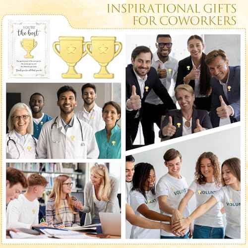 60 Sets Employee Appreciation Gifts Bulk Trophy Pins with Thank You Cards Organza Bags Inspirational Appreciation Recognition Gift for Team Staff Volunteer Student Teacher Nurse (Star)