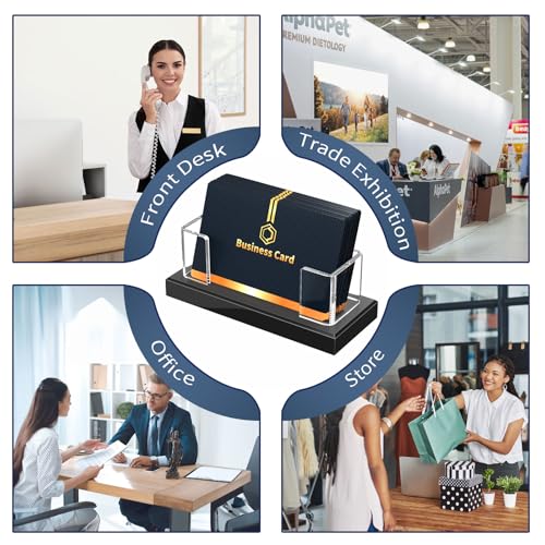 NIUBEE Acrylic Business Card Holder: Clear Plastic Business Cards Display Stand for Desk - Gift Card Organizer for Office 2 Pieces