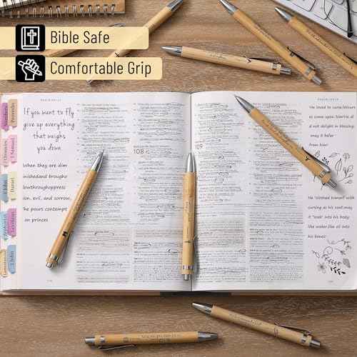 Mr. Pen- Bible Verse Retractable Bamboo Pen, 10 Pack, Black Ink, Christian Pens for Women Men, No Bleed Through, Ballpoint, Inspirational, Bulk