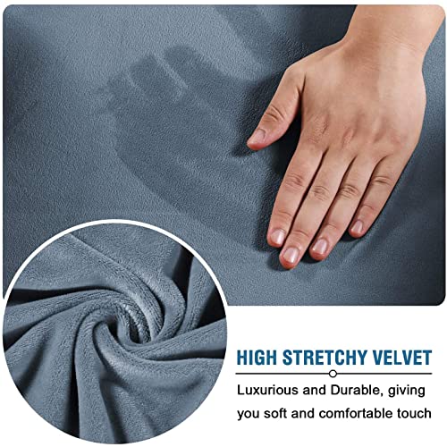 GOWT X-Large Velvet Plush Office Chair Cover with Armrest - Gray Blue