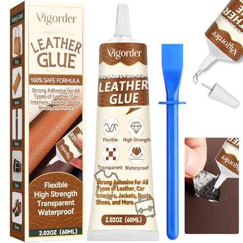 Leather Glue, 60ml Leather Glue Adhesive, High-Strength & Flexible, Transparent & Waterproof, for Jackets, Handbags, Sofas, Furniture, Car Seats, and Shoes