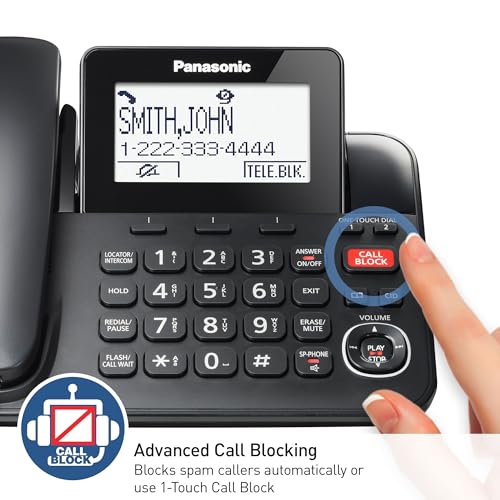 Panasonic Cordless Phone System with 2 Handsets Link2Cell Landline Home Phone