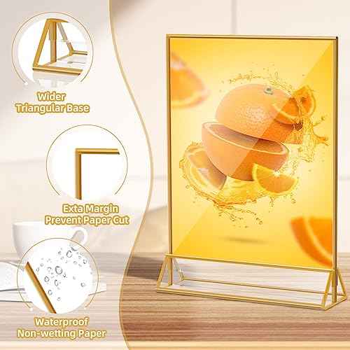 Acrylic Sign Holder 8.5X11 Clear Sign Holder,Double Sided Flyer Holder, Table Menu Holder Display Stand for Wedding Table Number (6pcs)