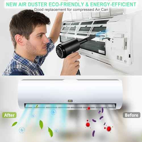 Compressed Air Duster - Portable Electric Air Duster Keyboard Cleaner, 3 Speeds to 100000RPM with LED Light, 7600mAh Rechargeable Battery, Cordless Air Blower for Electronic,Office,Home Cleaning