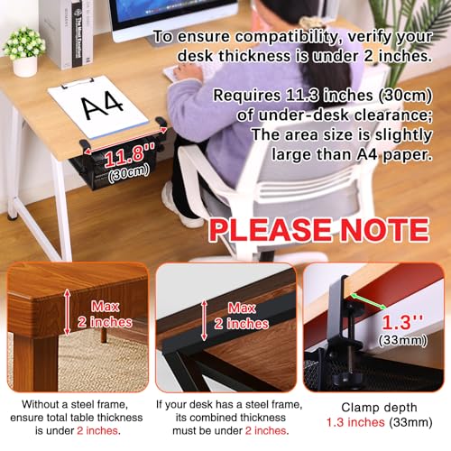 ROSYLINE Black 2-Tier Under Desk & Desktop Drawer Organizer - Large Capacity