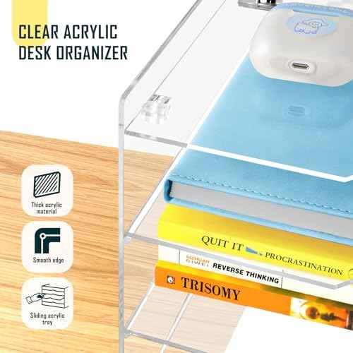 KKU 5 Tier Clear Acrylic Desk Organizer, Letter Tray Paper File Desk Organizer and Accessories For Office Supplies