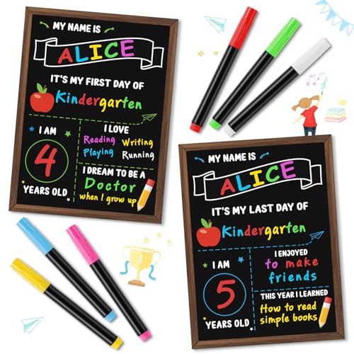 First Day of School Chalkboard Sign Set - Reusable Double-Sided Kids Classroom Decor