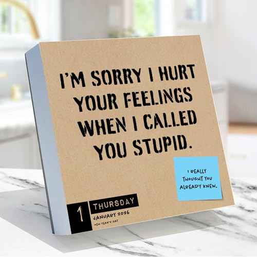 TF Publishing 2026 Anti Affirmations/Daily Sarcasm Daily Desktop Calendar - Home & Office Organization - Small Desk Calendar 2026 w/Full-Color Tear-Off Pages & Standing Cardboard Easel - 5.25x5.25in