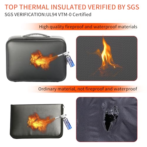 Fireproof Safe Document File Organizer Box, 5200¡ÆF Portable File Organizer with Lock,Hard Case Highly Flame-Resistant Fire Proof Waterproof File Bag with Lock, Fire Safe Home Valuables Storage