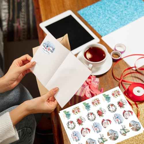 1000 Pcs Christmas Stickers for Envelopes,1.5 Inch Round Christmas Stickers for Crafts,Xmas Envelope Seal Cards Gift Stickers,8 Designs
