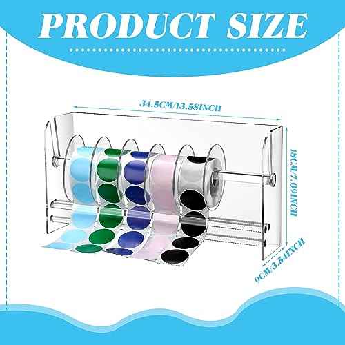 Qilery Adjustable Label Dispenser Acrylic Roll Sticker Dispenser Sticker Holder Organizer Label Stand for Holding Office and Home(9 Disks)