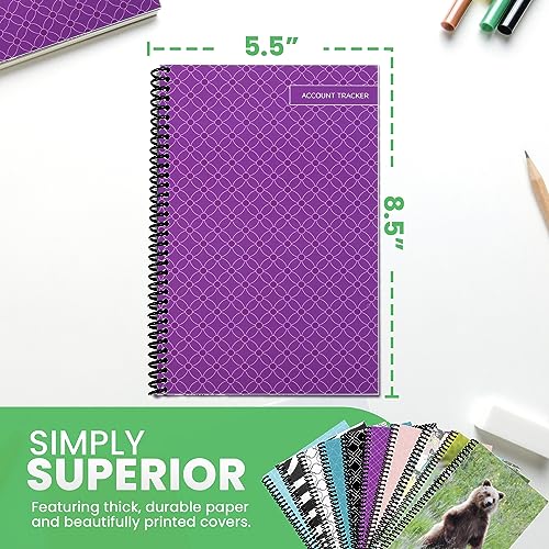 Premium Check Book Register & Debit Card Ledger Notebook – 2,600 Entries, 8.5 x 5.5 in, Purple