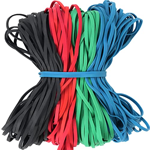 AIWOQI 120pcs Large Rubber Bands 0.31in x 0.15in Assorted Colors 7in Flat Length
