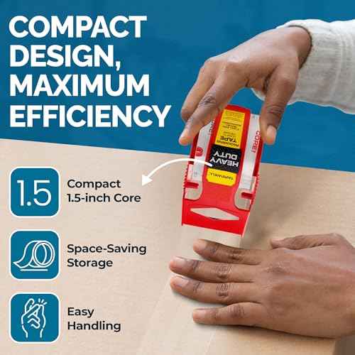Heavy Duty Clear Packing Tape with Dispenser 1.88" X 22.2 Yd, Shipping Tape, Moving Supplies & More. Pack of 3