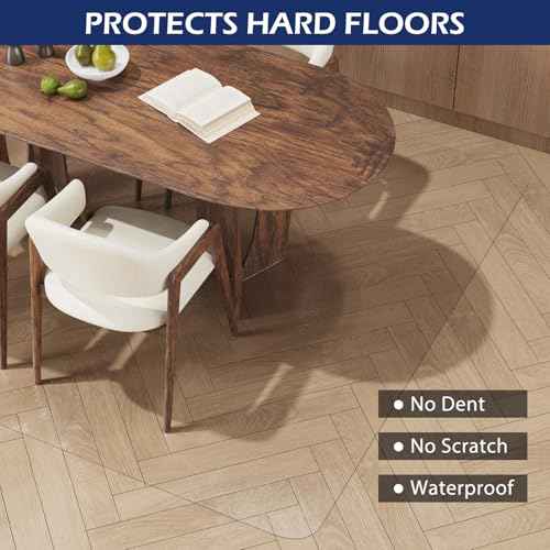 SALLOUS Vinyl Floor Mat for Home, 4'X5' Non-Slip Waterproof Area Rug for Living Room, 0.08'' Thickened Anti-Scratch Floor Protector Plastic Mat for Dining Room Table, Chair Mat for Hard Floors (Clear)