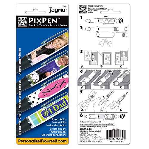 Jaymo PixPen - DIY Photo Pen ? Create Your Own Personalized Pen - Insert 2.5¡± x 1.75¡± Wallet Photo or Create and Print Inserts Online ? 12 Pack