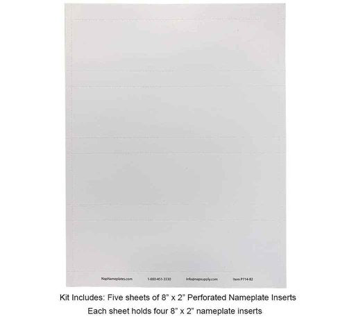 Wall or Door Nameplate Holder with Clear Plastic Inserts and Perforated Nameplate Inserts - Pack of 10 (Silver, 8" x 2")