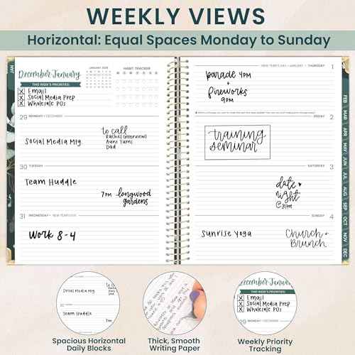 bloom daily planners HARDCOVER 2026 Planner (January to December) - 8.5¡± x 11¡± Weekly & Monthly Dated Agenda Organizer Book with Stickers & Tabs - Eucalyptus, Green