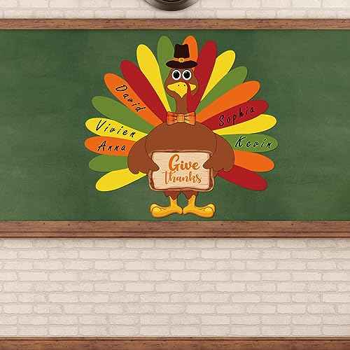 3 Feet Tall DIY Turkey Bulletin Board Set Thanksgiving Classroom Decor Turkey Craft Kit with Adhesive Dots for Kids DIY Craft Activities Autumn Fall Thanksgiving Party Harvest Home Decoration