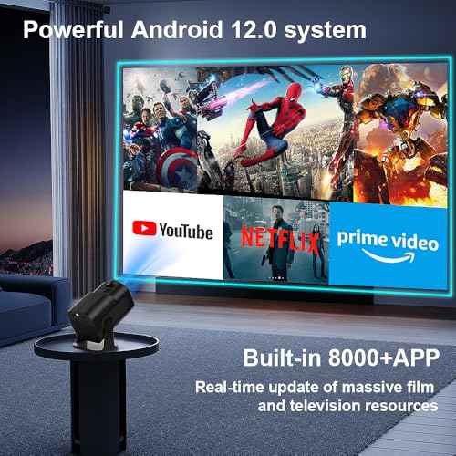 Mini Starlight Projector Support 1080P & 4K with wifi 6 and bluetooth 5.2 , Android 12 TV Movie Projector with Apps Built in Compatible with PC/Smartphone/HDMI/USB, indoor & outdoor use£¨No US Plug)