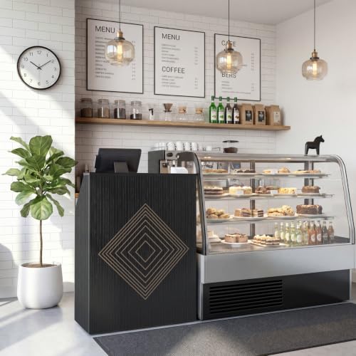 Small Black Reception Desk with Lockable Drawer & Counter for Salon & Retail