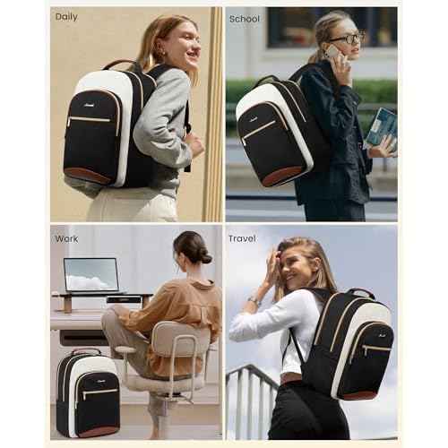 LOVEVOOK Laptop Backpack for Women, 15.6 Inch Work Business Backpack Purse for Teacher, Waterproof Nurse Bag College Bookbag for School, Casual Personal Item Travel Bag College Daypack