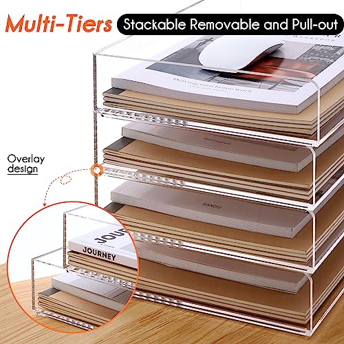 Paper Tray Organizer Clear Acrylic Desk Organizers and AccessoriesOffice Supplies Organization Stackable File Holder-Art Storage for School Classroom Workspace Letter Tray-2 Pack/2 Tier¡¦
