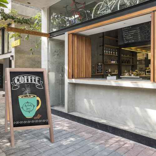 TEAKMAMA Extra Large Wooden 40x22 Chalkboard, Double-Sided Sidewalk A Frame Chalkboard Sign, Sturdy Sandwich Board for Restaurant, Business or Wedding, Grey