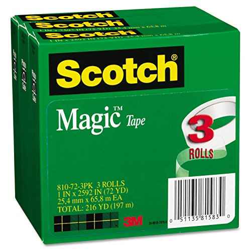 Scotch 810723PK Magic Tape Refill, 1-Inch x 2592-Inch, 3-Inch Core, 3/Pack