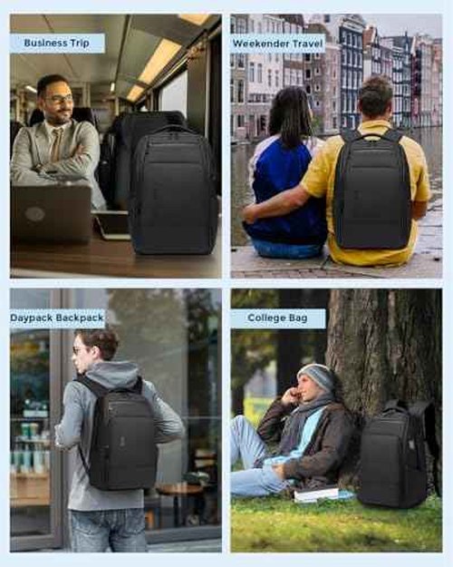 Fenree.geer 17 Inch Travel Laptop Backpack, Water Resistant Expandable Men's Computer Backpack for Men, Black Laptop Bag with USB Port for Business/Work/College