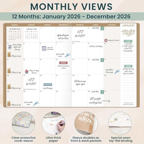 bloom daily planners 2026 Monthly Planner Calendar Book (January 2026 - December 2026) - Large 9¡± x 12¡± Floral Agenda Schedule Organizer - Garden Party