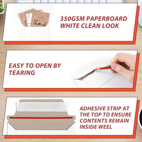 party greeting 200 Pcs 6 x 8 Inch Rigid Mailers Self Adhesive Stay Flat Rigid Envelopes Cardboard Mailers Mailing Envelopes for Protecting Shipping Photo CD Documents Gift Cards