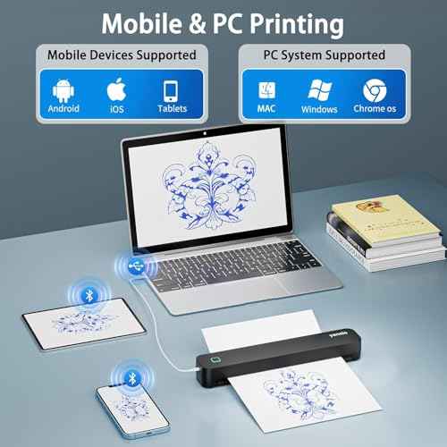 Tattoo Stencil Printer, Wireless Thermal Tattoo Printer with 10 Pcs Transfer Papers, Portable Tattoo Machine, Compatible with Android, iOS, Windows, MacOS, Support Mobile & PC (Metallic)