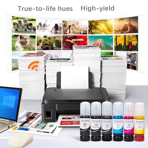 6 PACK Refill ink bottles Compatible with epson 552 Ink Refill Bottles for Ecotank Photo ET-8550 ET-8500 ET8550 ET8500 8550 8500 Printers Black Cyan Magenta Yellow Photo Black Grey/gray ink refill