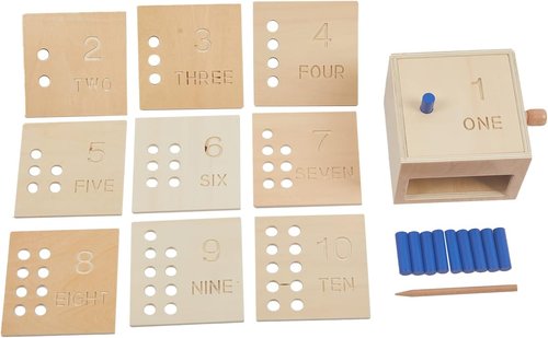 Adena Montessori Toys Wooden Counting Peg Game - Educational Toddler Toy for Early Math Skills | Learn 1-10