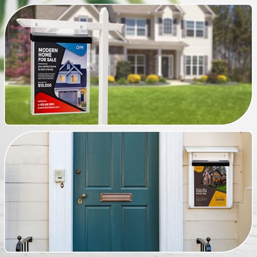 2 Pcs Outdoor Brochure Holder 8.5" x 11" with Lid Acrylic Wall Mount Flyer Box with Self Closing Lid Waterproof Heavy Duty with Screw for Real Estate Flyer Document Pamphlet Display (Black)