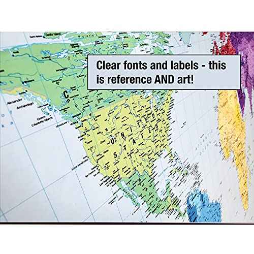 Updated Peters Projection World Map | Laminated 36" x 24¡± Map | Developed by Arno Peters | Most Proportionally-Accurate Land Mass Depiction | Country Size & Scale is True, Unlike Most Maps | Major Countries, Cities, & Bodies of Water Labeled