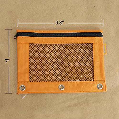 BAZIC Products Pencil Pouch 3 Ring Binder Pouch w/Rivet Enforced Rings Holes, Pastel Color Mesh Window Zipper Pouchesr, 24-Pack