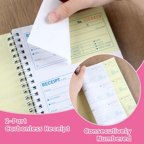 Rent Receipt Book 4-Pad Spiral Bound Carbonless 200 Sets Per Book 5-1/4 x 11 - Small Business Money & Rent Log