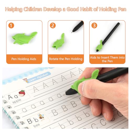 PEASUG Grooved Writing Books for Kids 3-5, Magic Grooved Writing Practice for Kids, Reusable Grooved Handwriting Workbooks Practice for Kids Learn to Write, Children's Magic Copybooks 4 Pack