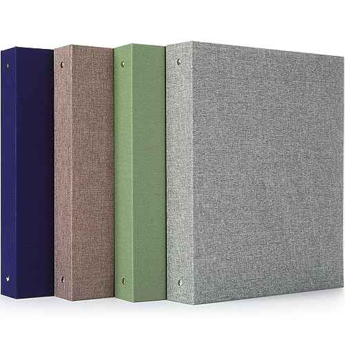 Chuangdi 4 Pcs 3 Ring Binder with Linen Cover 1.25 inch Durable Round Rings Binder for 8.5 x 11 Inch Paper Letter Size for School Office and Home, 4 Colors