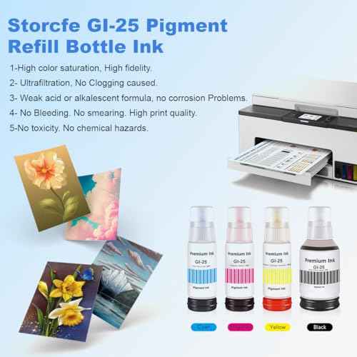 Pigment GI-25 Refill Bottle Ink Replacement for Canon 25 GI-25 GI25 Ink Work for Canon PIXMA MegaTank GX2020 GX1020 Printer (Black 135ml, CMY 70ml, 4-Pack)