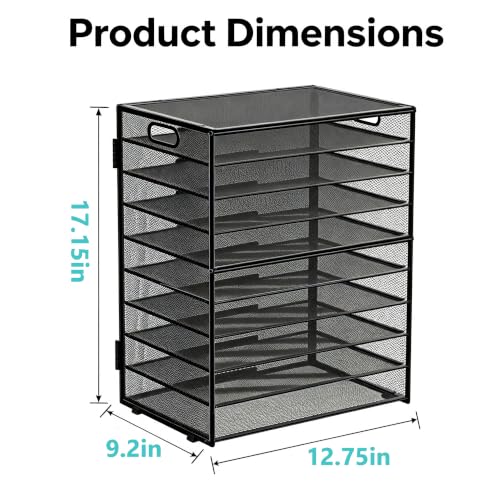 10-Tier Metal Desk Organizer with Handles, Office & Home Storage Rack
