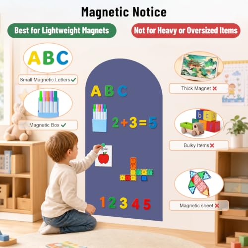 OMKSIH Dusty Blue Magnetic Wall Decal 39.3x17.5 Inches Chalkboard & Memo Board