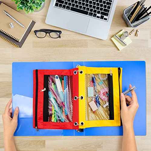 32 Colorful Pencil Pouches with Zipper - 3 Ring Binder Pencil Case for Classroom & Teacher Supplies