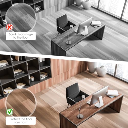 Clear PVC Office Chair Mat - Stronger & Durable Desk Mat for Hardwood Floor, Non-Slip Floor Protector for Office Chair Casters, Chair Mat for Desk (Clear for Hardwood, 36X47IN with Lip)