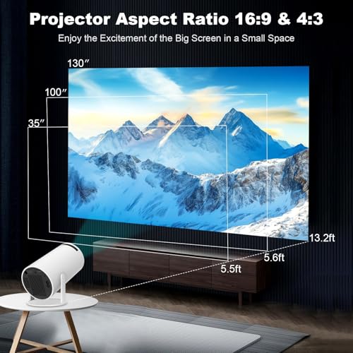 Mini Projector, Support 4K 1080P Portable Projector with Dual Band WIFI6 5G Wireless 5.2 Bluetooth Android 11, 160 ANSI Lumens, 180¡Æ Rotatable, Auto Keystone Correction,35"-130" Screen Video Projector